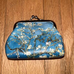 Faux Leather Kisslock Coin Purse In Vincent Van Gogh’s Almond Blossom